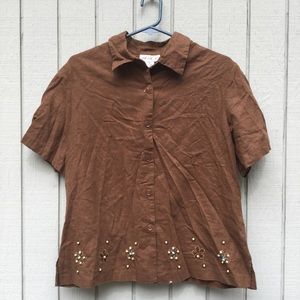Brown button down shirt